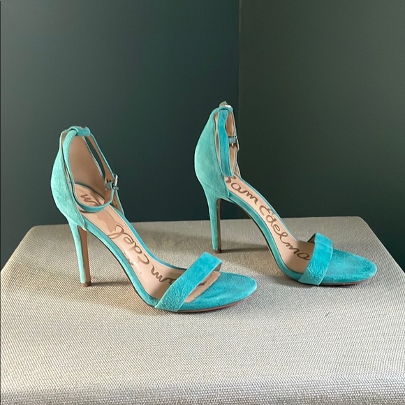 Sam Edelman turquoise, Blue suede Strappy Heels - Picture 1 of 10
